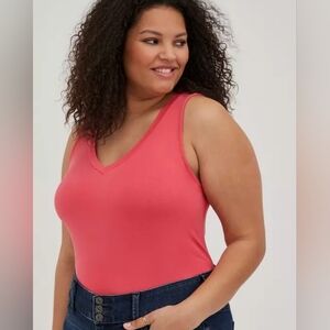 Torrid  Super Soft V-neck Knit tank Tunic 2X salmon pink